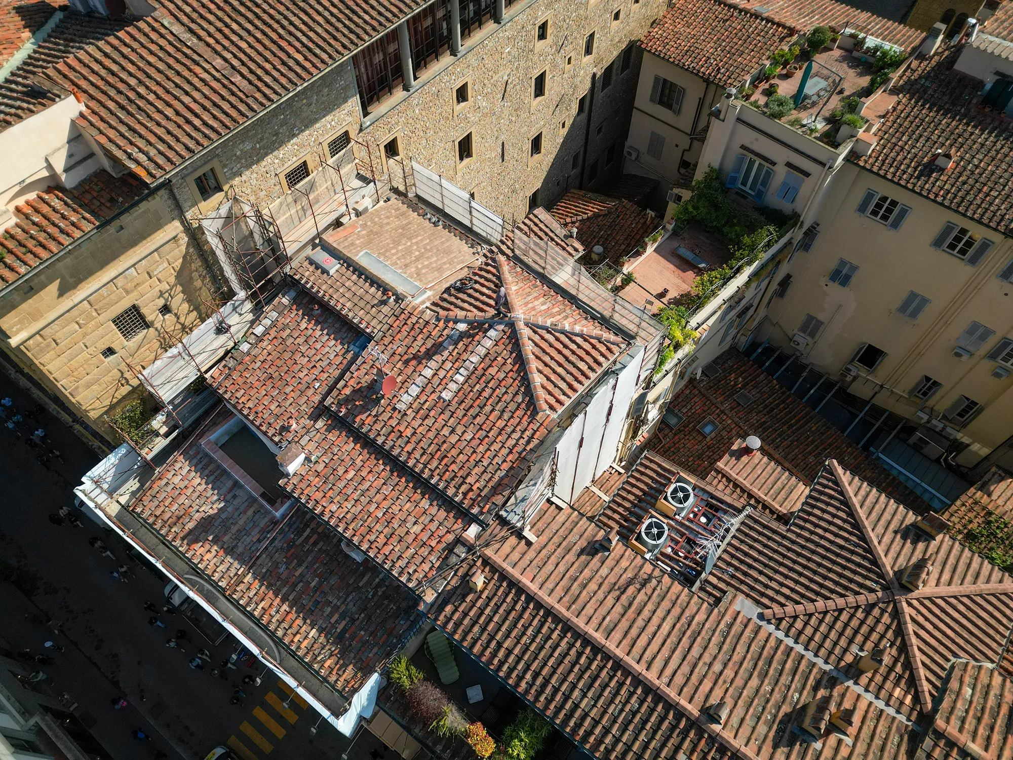 Vista dall’alto della città di Firenze durante i lavori del cantiere